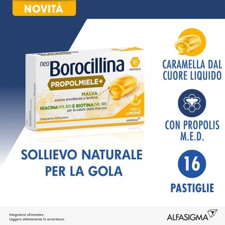 Alfasigma Neoborocillina Propolmiele+ Miele/limone 16 Pastiglie 5 Alfasigma Neoborocillina Propolmiele+ Miele/limone 16 Pastiglie - immagine 3
