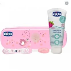 Chicco Set Primi Dentini 12M+ Rosa Dentifricio Fragola + Spazzolino + Astuccio