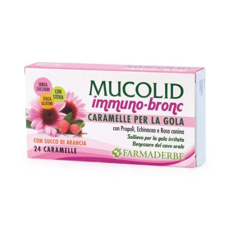Farmaderbe Mucolid Bronc Immuno 24 Caramelle Gusto Arancia 3 Farmaderbe Mucolid Bronc Immuno 24 Caramelle Gusto Arancia