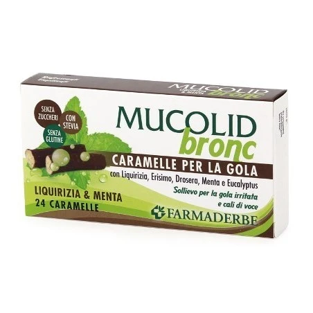 Farmaderbe Mucolid Bronc Menta & Liquirizia 24 Caramelle 3 Farmaderbe Mucolid Bronc Menta & Liquirizia 24 Caramelle
