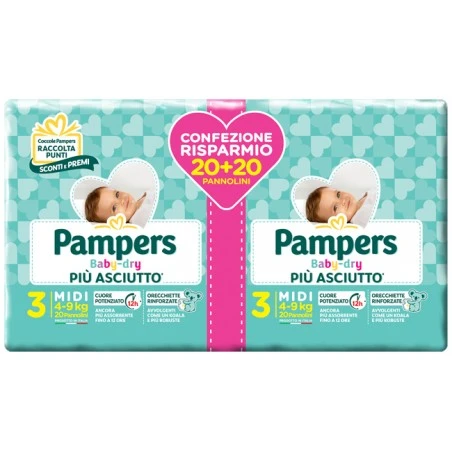 Fater Pampers Baby Dryduo Dwct Midi 40 Pezzi 3 Fater Pampers Baby Dryduo Dwct Midi 40 Pezzi