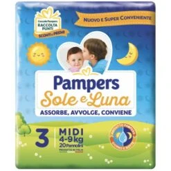 Fater Pannolino Per Bambino Pampers Sole & Luna Midi 20 Pezzi