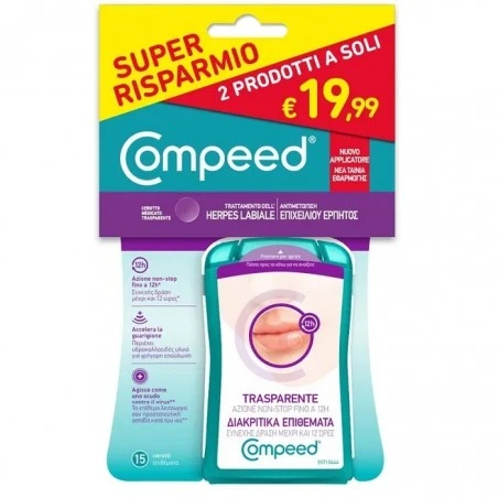 Perrigo Italia Bipacco Compeed Trattamento Dell'herpes Labiale 15 Pezzi + 15 Pezzi 3 Perrigo Italia Bipacco Compeed Trattamento Dell'herpes Labiale 15 Pezzi + 15 Pezzi