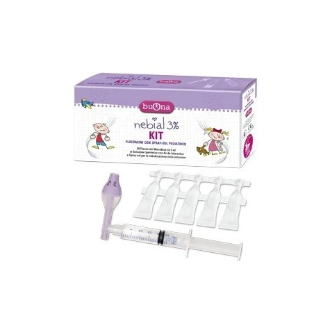 Steve Jones Kit Nebial 3% 20 Flaconcini Monodose Da 5 Ml + Kit Contenente Spray-sol Pediatrico E Siringa 3 Steve Jones Kit Nebial 3% 20 Flaconcini Monodose Da 5 Ml + Kit Contenente Spray-sol Pediatrico E Siringa